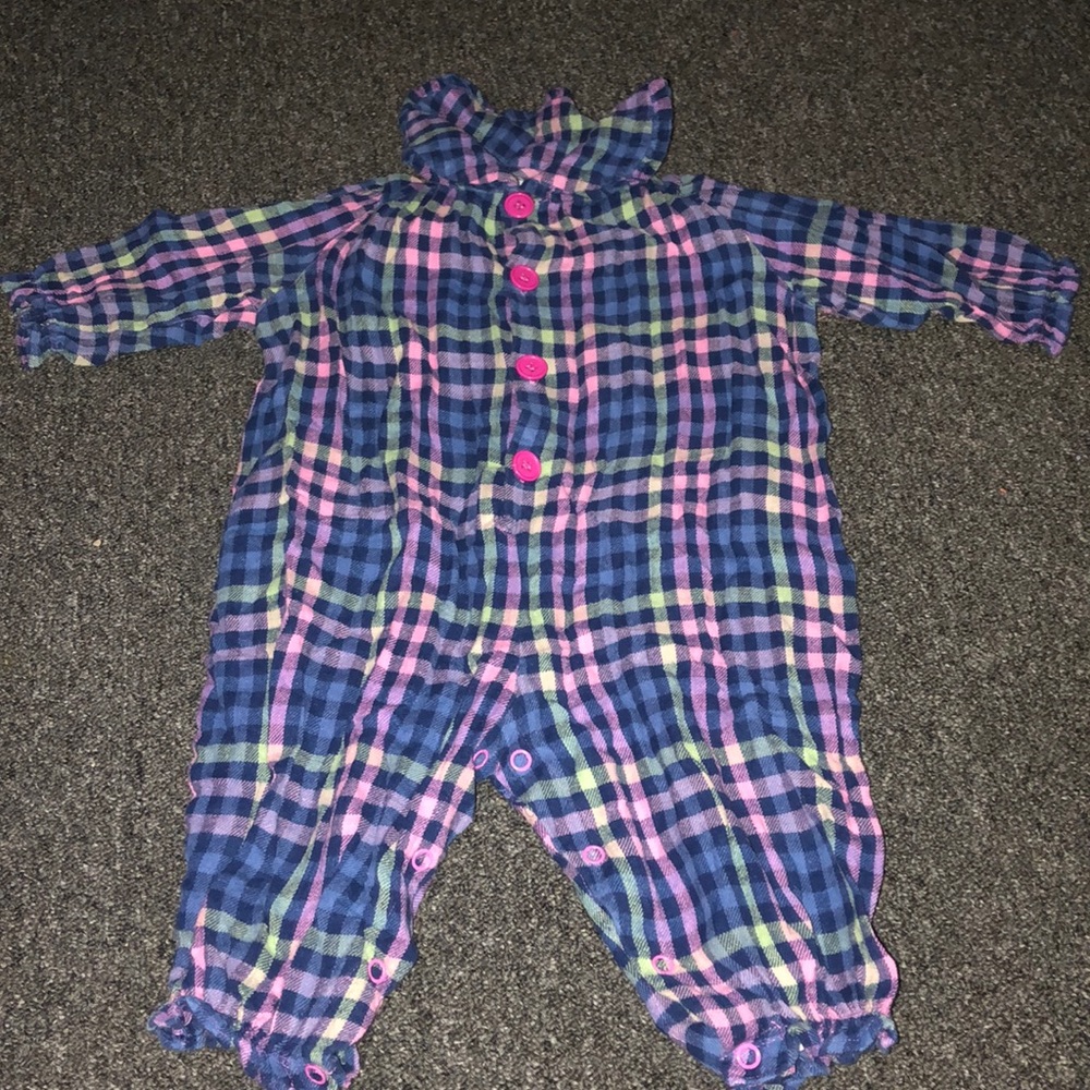 Button down plaid onesie